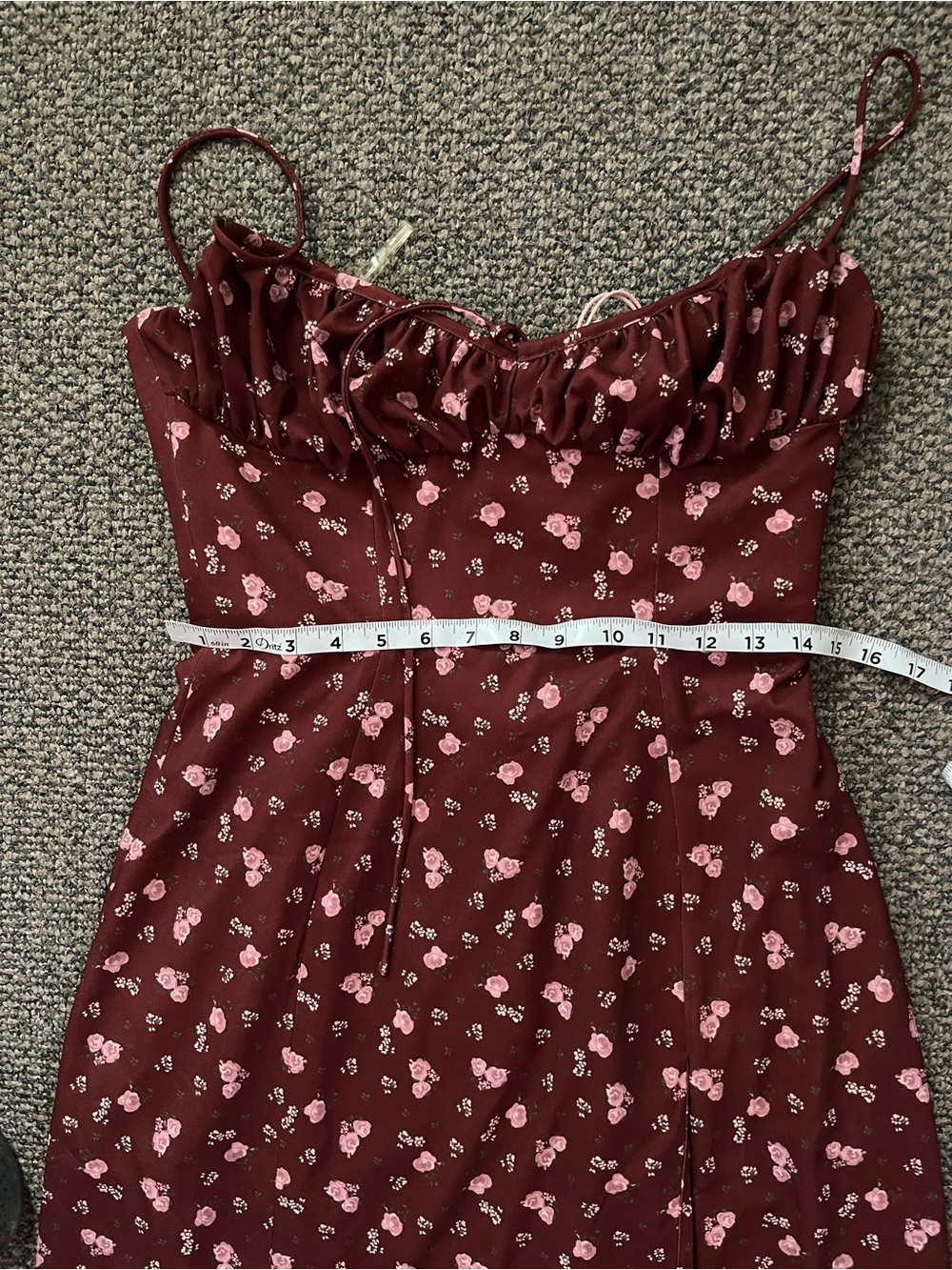 House of CB Burgundy Floral Maxi Dress with Side Slit - Picture 14 of 16